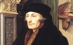 HOLBEIN, Hans the Younger
(b. 1497, Augsburg, d. 1543, London)

Portrait of Erasmus of Rotterdam
1523
Wood, 76 x 51 cm
National Gallery, London

Of Holbein's portraits of Erasmus, this is the most ostentatious, and not just because it is much larger. The background of the interior is furnished with a splendidly decorated pilaster and a shelf with books and a glass carafe, all of which help to ennoble the sitter. On the edge of the book reclining on the shelf is a Latin couplet composed by Erasmus, which asserts that Holbein would sooner have a slanderer than an imitator. That seems to mean that his outstanding art could scarcely be imitated and therefore criticism from the envious is more likely than imitation.






--- Keywords: --------------

Author: HOLBEIN, Hans the Younger
Title: Portrait of Erasmus of Rotterdam
Time-line: 1501-1550
School: German
Form: painting
Type: portrait